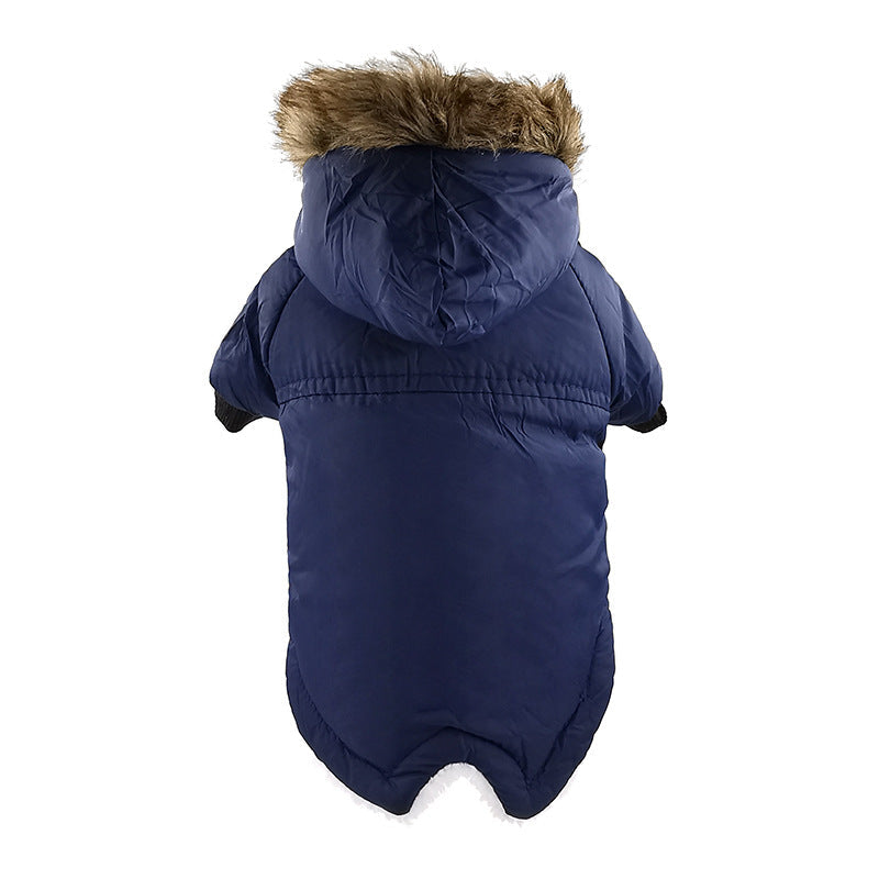 Dog winter thickened warmth cotton coat jacket in a close-up product view