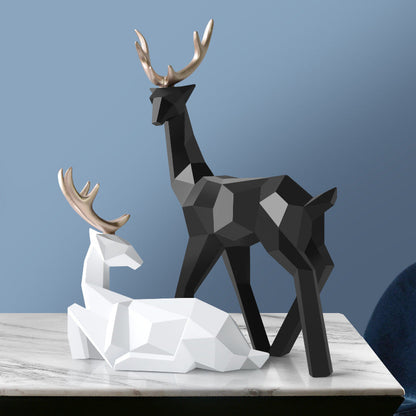 Resin deer sculpture statue with modern deer figurines for home decor table ornament