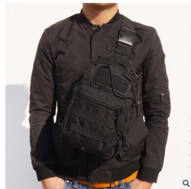 Camouflage canvas riding pack, small tactical chest bag with single-shoulder crossbody strap