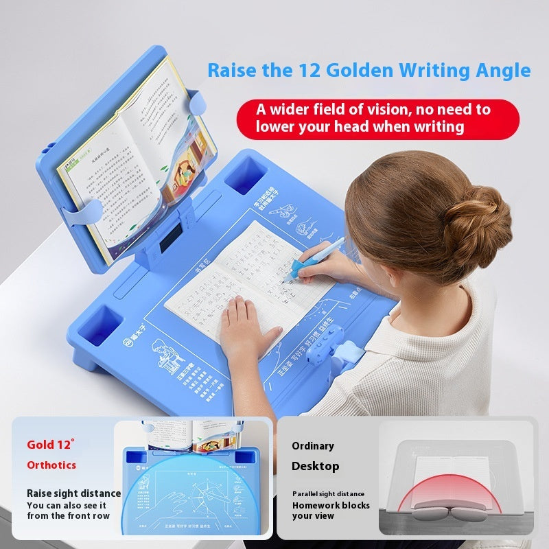 Desktop sitting writing posture correction device for primary school students, supporting proper writing position and vision protection