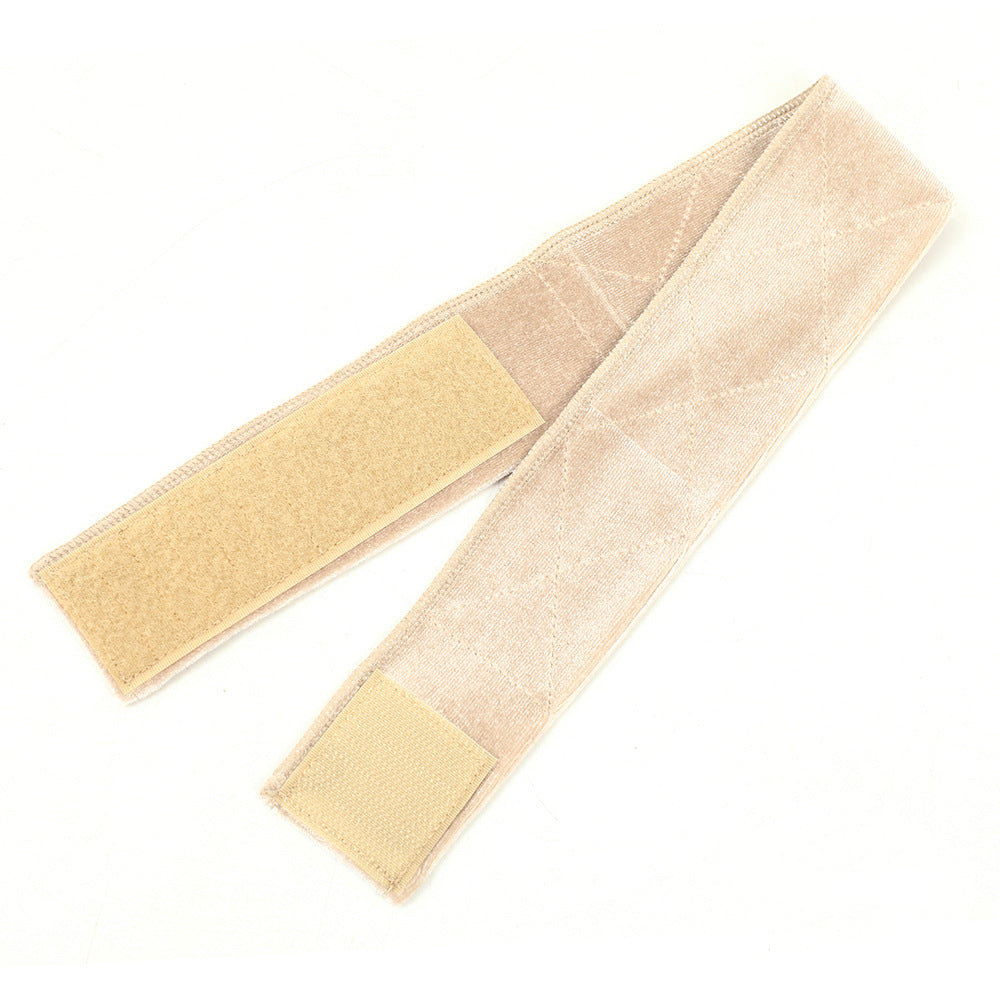 Wig fixed headband with Velcro closure, adjustable black band shown flat