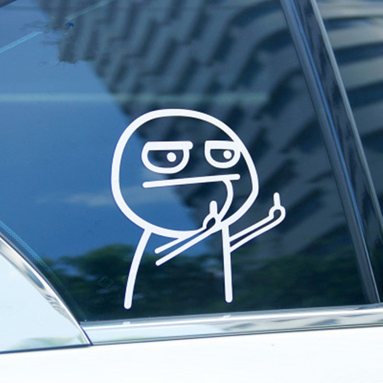 Funny cartoon middle finger despise body car sticker decal beveled edge peeling