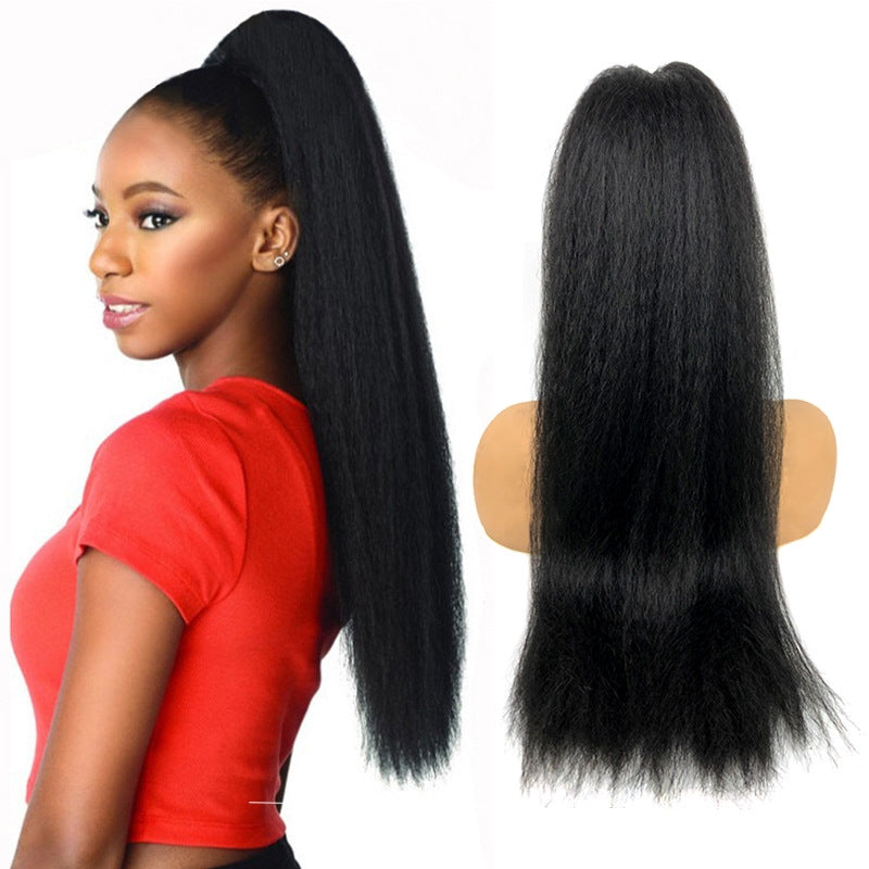 Corn hot stretch net fiber ponytail hair extension in a textured braided style