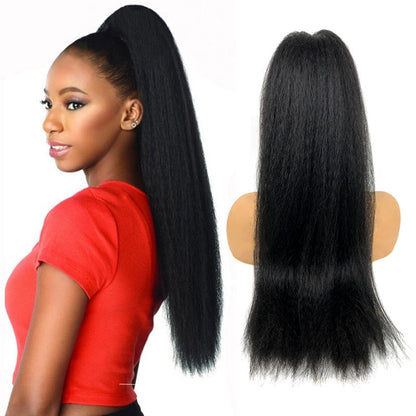 Corn hot stretch net fiber ponytail hair extension in a textured braided style