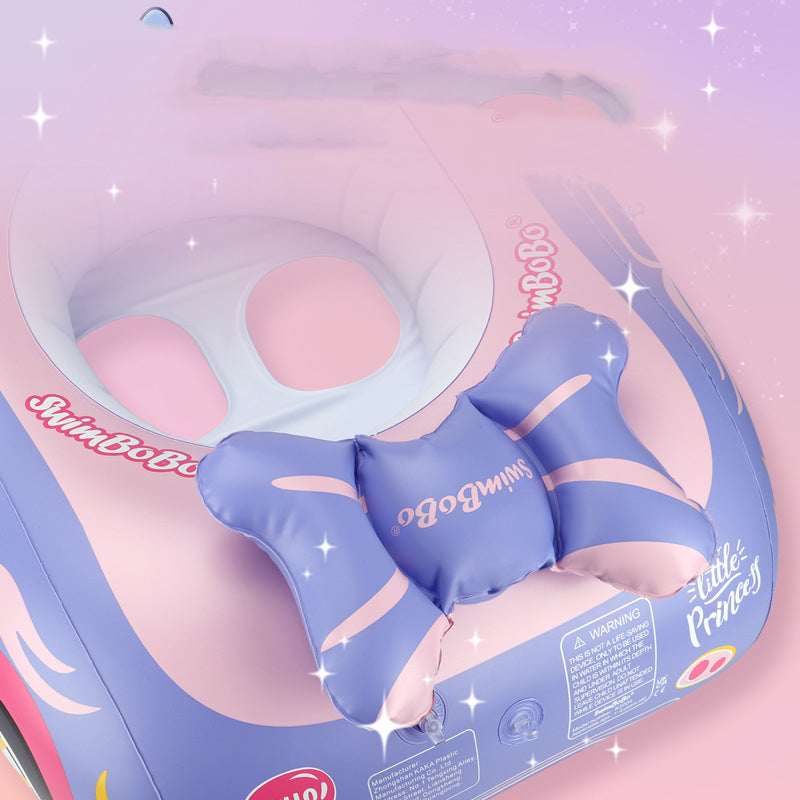 Children's running model swimming ring with sun protection, inflatable pool float for kids