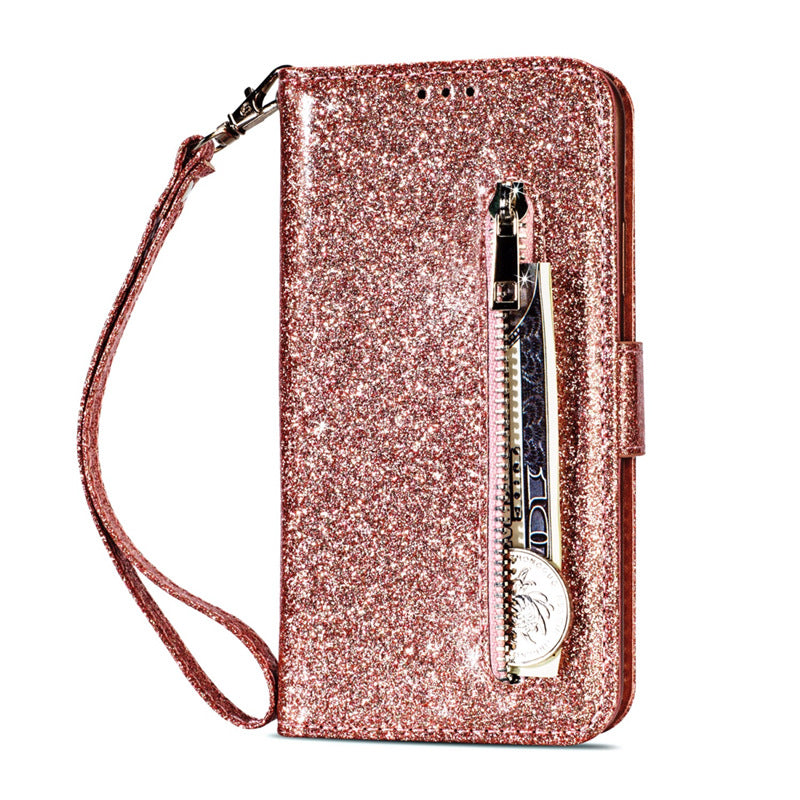 Black zipper phone case with zip closure and protective phone compartment