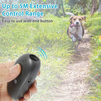 Handheld ultrasonic dog repeller and dog training device with compact portable design