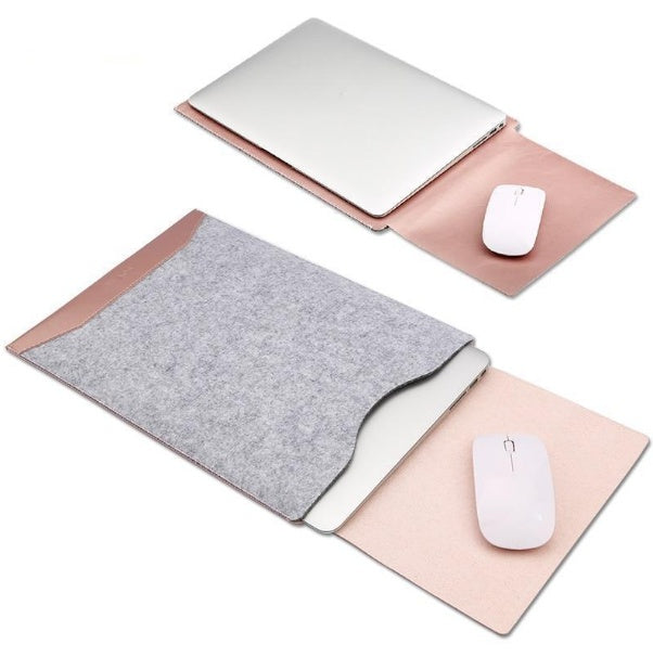 Minimalist laptop sleeve with mousepad in a slim, protective design