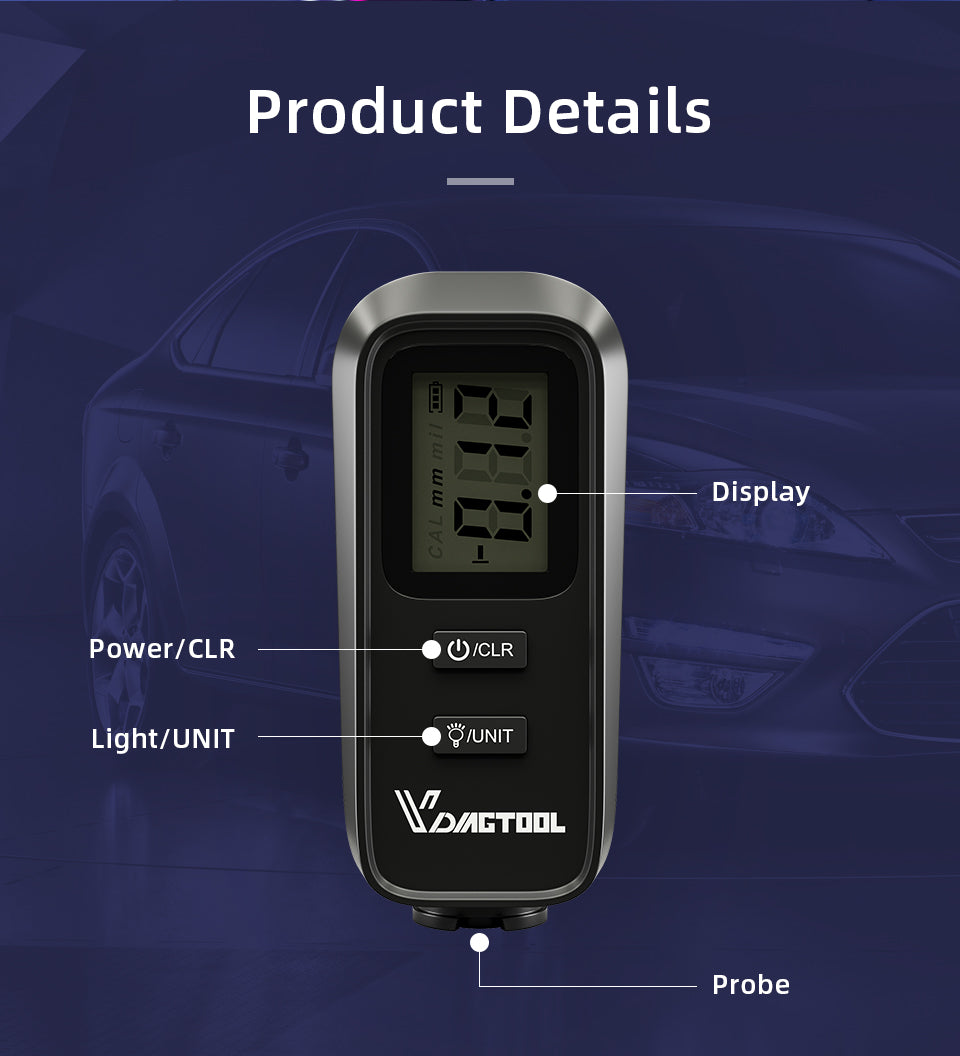 Automotive paint coating thickness gauge by My Store, handheld digital meter for measuring vehicle paint layers