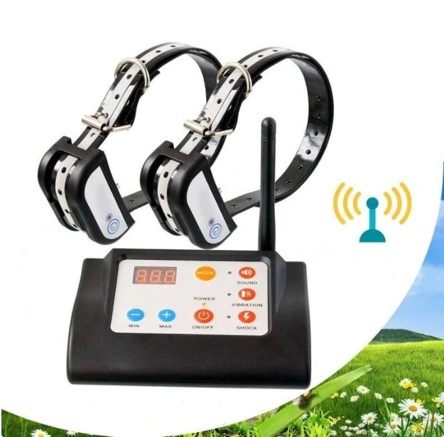 Electric dog fence system with boundary transmitter and receiver collar setup for pet containment