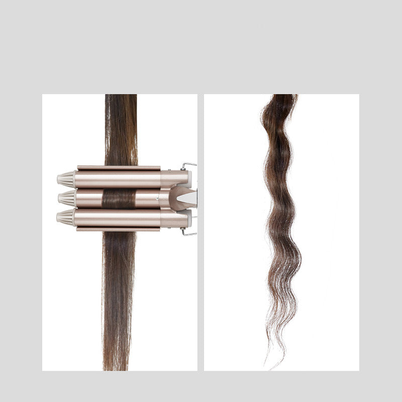 Three-tube curling iron by My Store with three barrels for creating defined waves