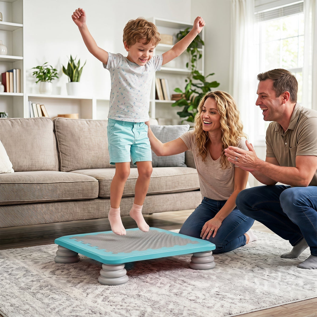 Kids mini trampoline with 25.5-inch size, non-slip foot pads, suitable for children, by GBruno Store.