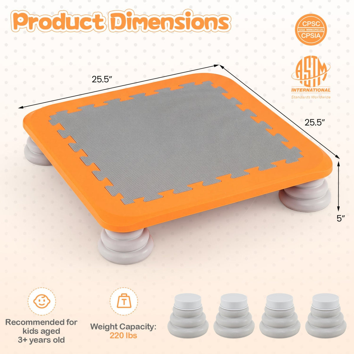 Kids mini trampoline with a 25.5-inch size, non-slip foot pads, suitable for children, by GBruno Store.