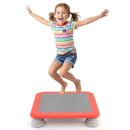 Kids mini trampoline by GBruno with 25.5-inch size, non-slip foot pads, and colorful jumping surface for safe indoor fun.