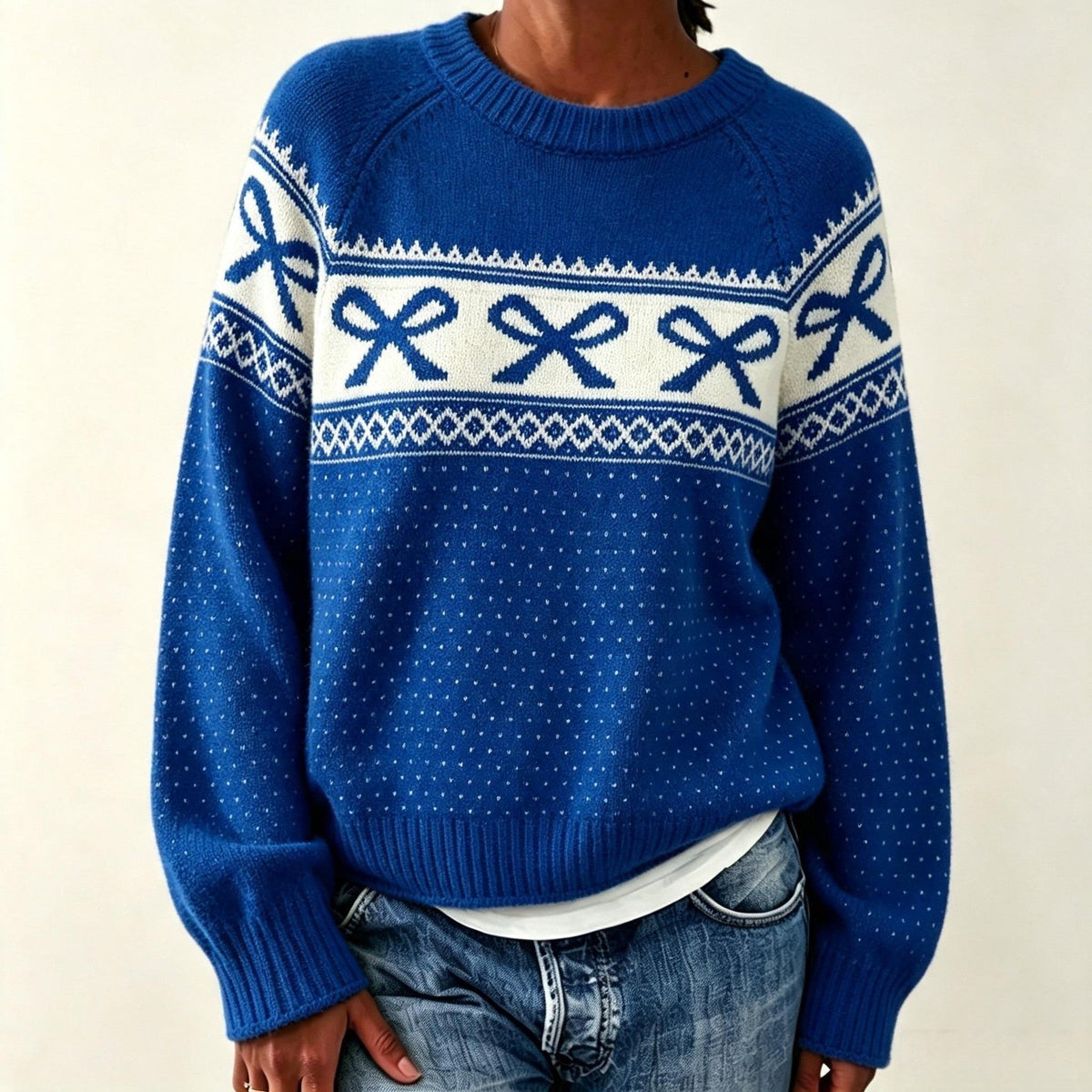 Women's autumn-winter jacquard knitted sweater in a cross-border fashion style