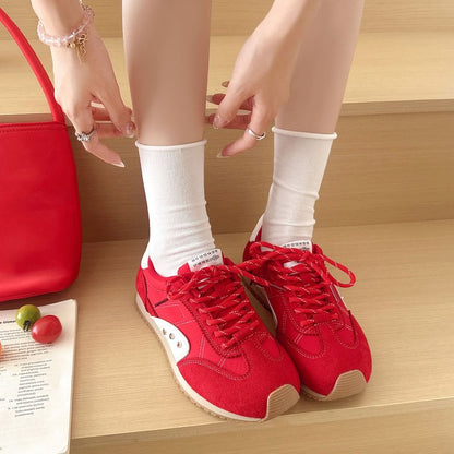 Women's German trainer lace-up platform sneakers, summer casual shoes with height-increasing sole