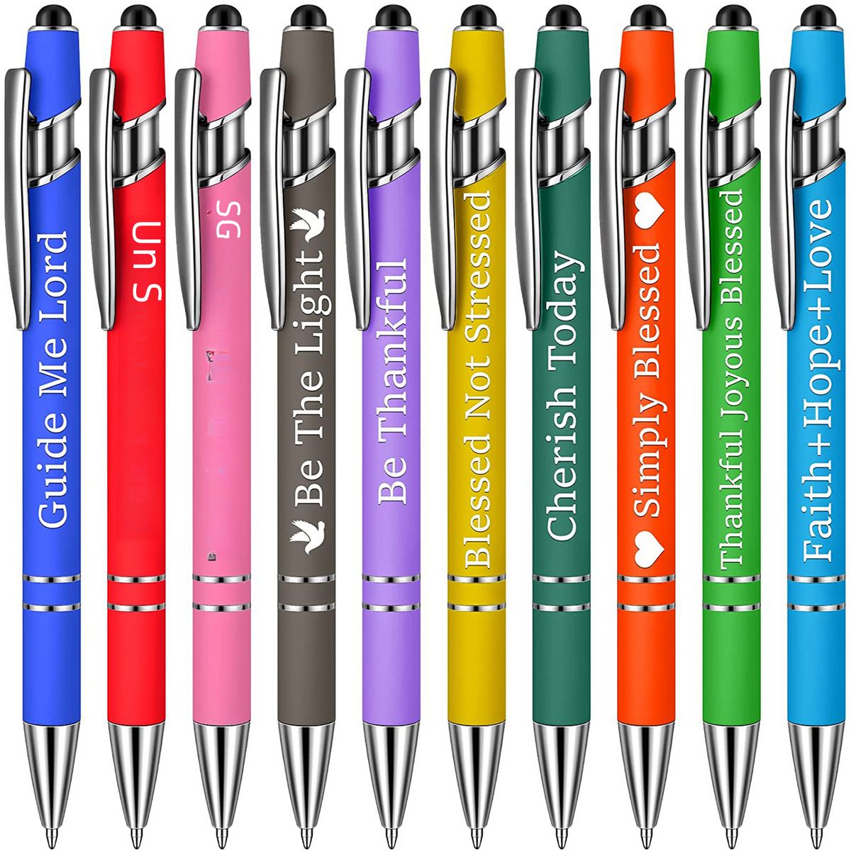 Funny Pen Set - 10 Metal Click Ballpoint Pens