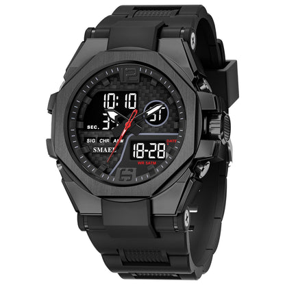 Mens Sports Outdoor Tactical Alloy Dual-Display Watch