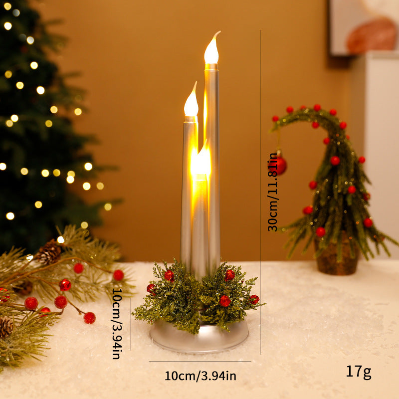 LED electronic candle Christmas decoration with warm glowing flame effect, white candle design