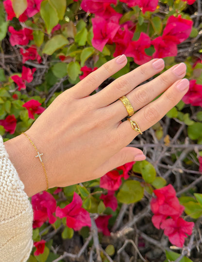 Dainty gemstone cross link bracelet by Elevated Faith featuring delicate chain and small gemstone accents.