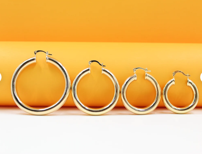 MIA Jewelry 18K gold filled thick lever back hoop earrings with open hoop design, stylish and elegant jewelry accessory.
