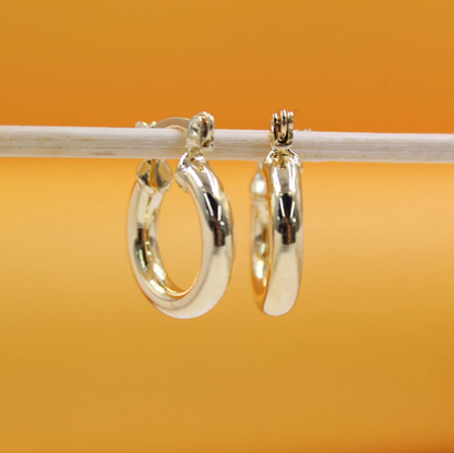 MIA Jewelry 18K gold filled thick lever back hoop earrings with open hoop design, stylish and elegant jewelry accessory