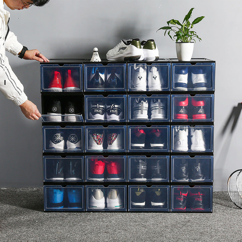 Clear sneaker storage box shoe cabinet for organized footwear display