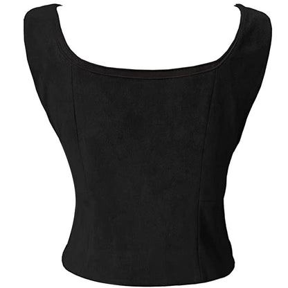 Suede Halloween costume vest with sleeveless design and textured finish