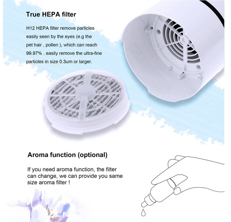 USB desktop air freshener with compact design for office or home use