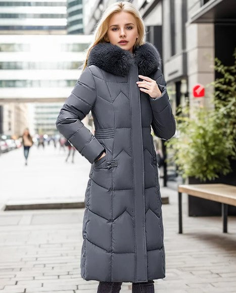 Elegant Fur-Collar Winter Jacket