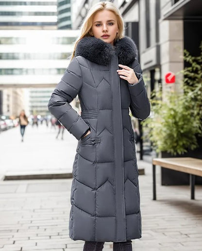 Elegant Fur-Collar Winter Jacket