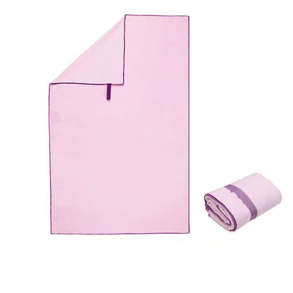Microfiber double-sided fleece quick-drying portable swimming towel with strap, folded view