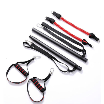 Body workout trainer bar with resistance bands and rubber buckles for home exercise
