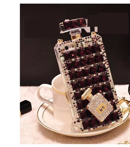 Luxury diamond TPU rhinestone bling phone case with sparkling jeweled cover, side and back view