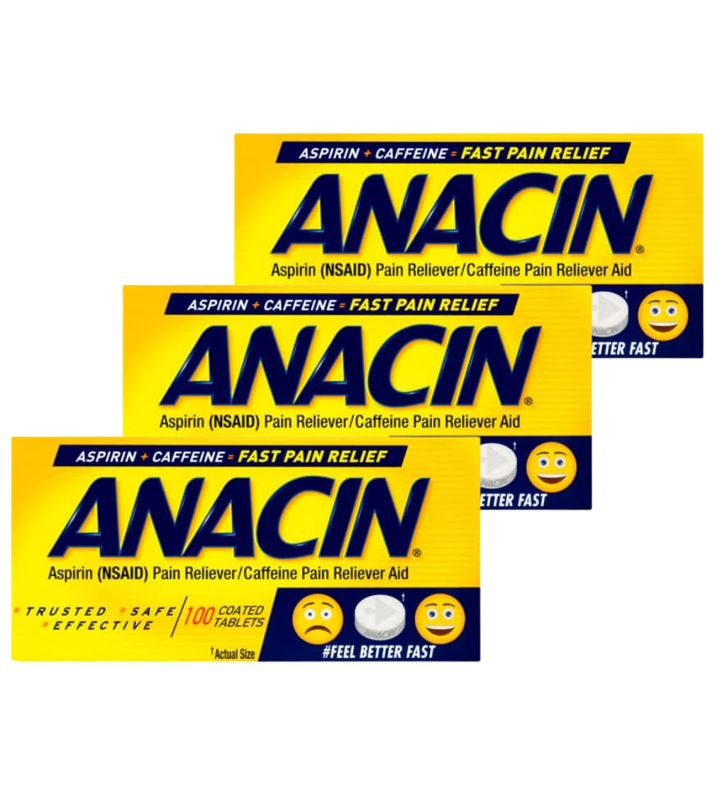 ANACIN Quick Headache Relief Aspirin Tablets 100 Count (3-Pack)
