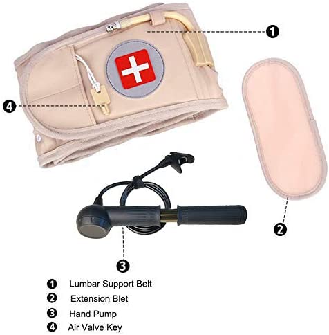 Waist air traction brace belt for spinal lumbar support and back relief, adjustable medical-style design