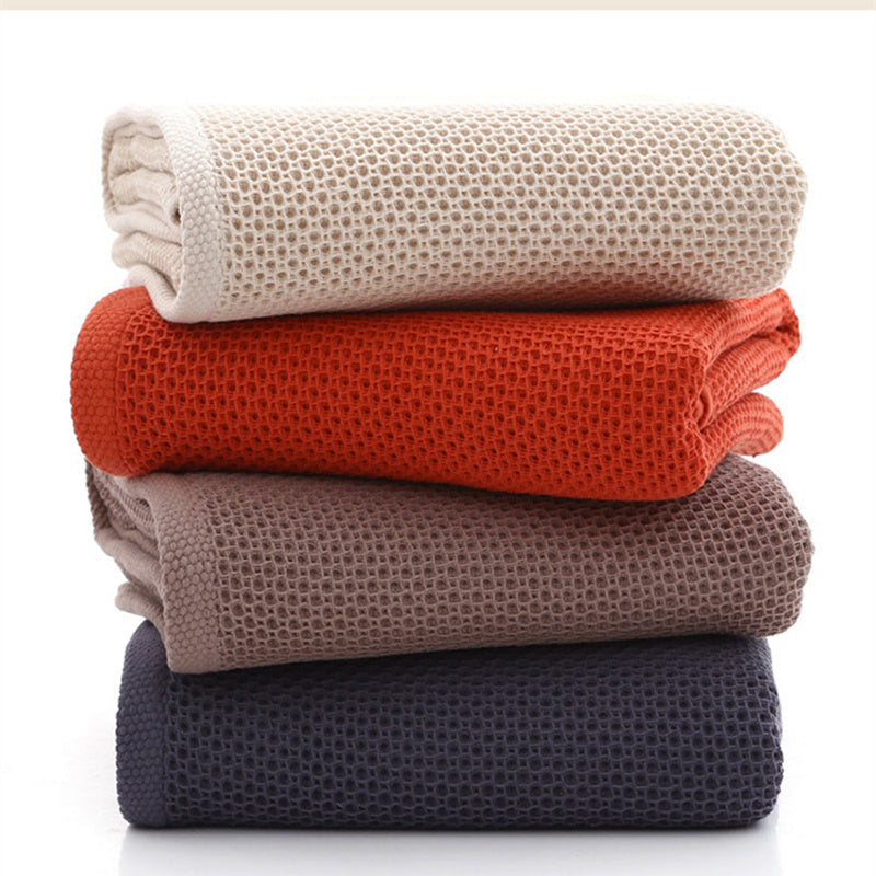 100% cotton honeycomb face towel by My Store, textured weave detail in a soft, neutral fabric