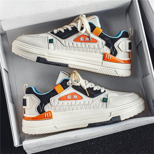 White national trendy style sports sneakers, versatile casual student shoes by My Store