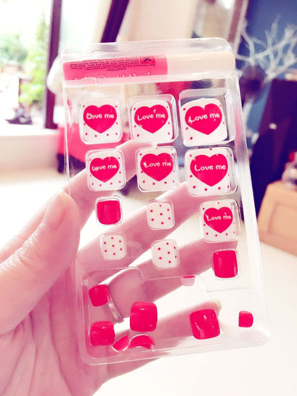 24-piece Pro artificial acrylic toe nails patch set in assorted shapes and sizes
