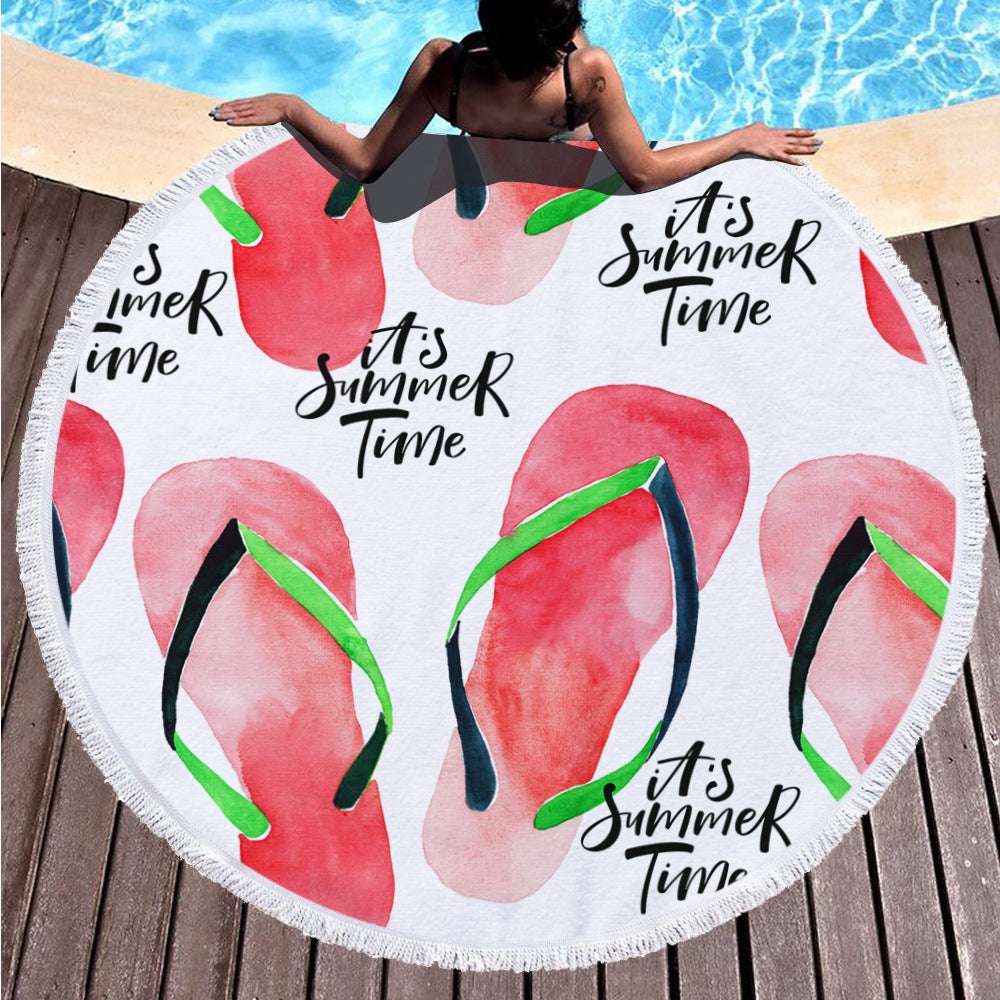 Digital printing round beach towel by My Store, featuring a vibrant printed design and soft circular shape