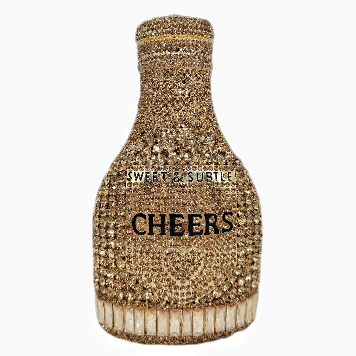 Champagne bottle rhinestone evening clutch women's bag with sparkling crystal embellishments