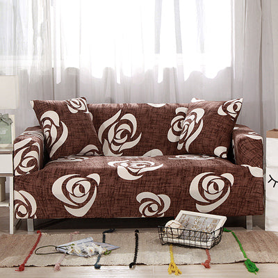 Printed sofa cushion cover in a decorative fabric design, shown flat from above