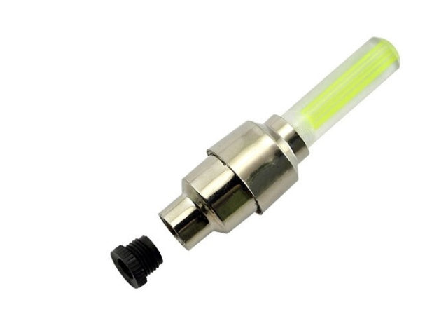 Automobile tire valve lights and wheel lights, silver LED valve stem caps, two-piece set