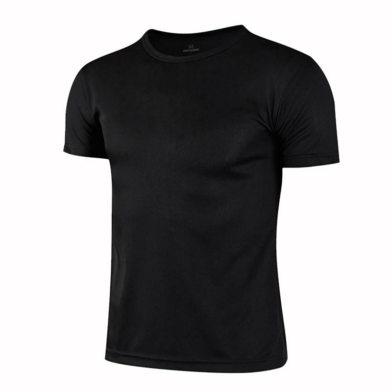 Lake blue quick-dry short sleeve sport T-shirt for men and women, breathable gym jersey ideal for running and fitness training.