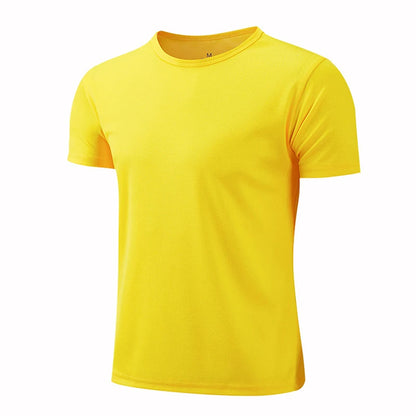 Lake blue men's and women's quick-dry short sleeve sports T-shirt for gym, running, fitness, and training, breathable activewear.