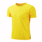 Lake blue men's and women's quick-dry short sleeve sports T-shirt for gym, running, fitness, and training, breathable activewear.