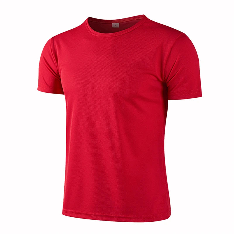 Lake blue quick-dry short sleeve sport T-shirt for men and women, breathable gym and running jersey, ideal for fitness and training.