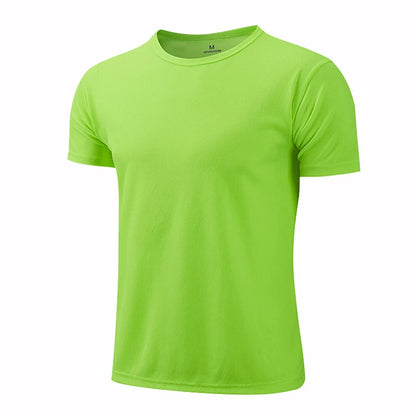 Lake blue quick-dry men's and women's sport T-shirt, breathable short sleeve gym jersey for running and fitness activities.