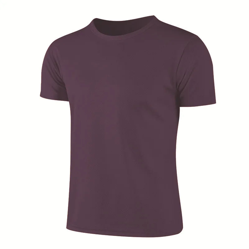 Lake blue quick dry sport T-shirt for men and women, breathable gym and running shirt, ideal for fitness and training activities.
