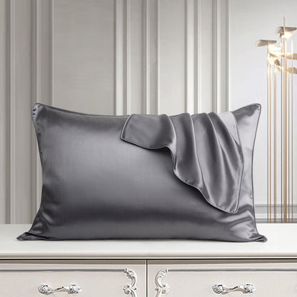 Pure silk pillowcase in natural silk fabric, smooth close-up view